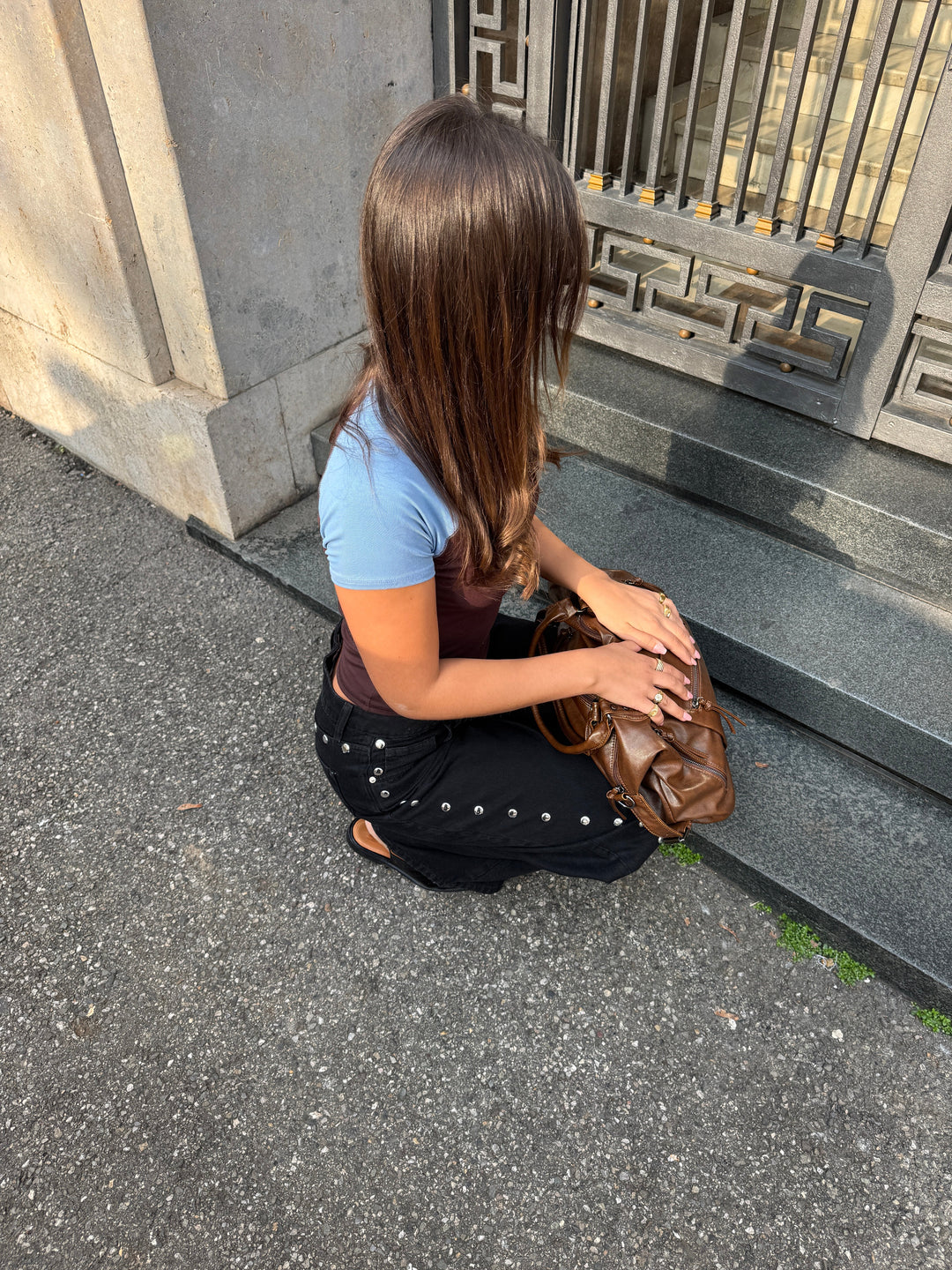 Gyda studded loose jeans - Black