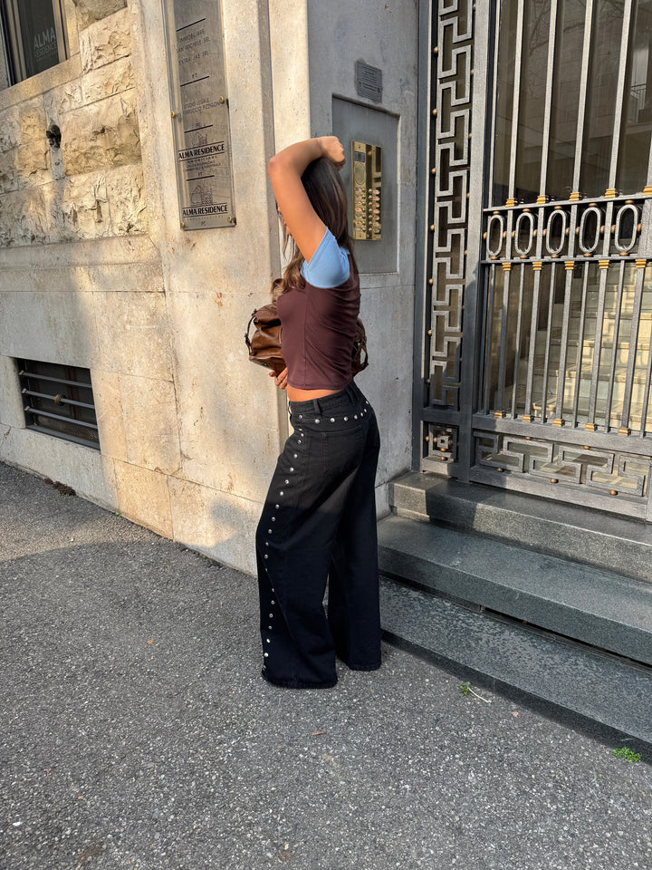 Gyda studded loose jeans - Black