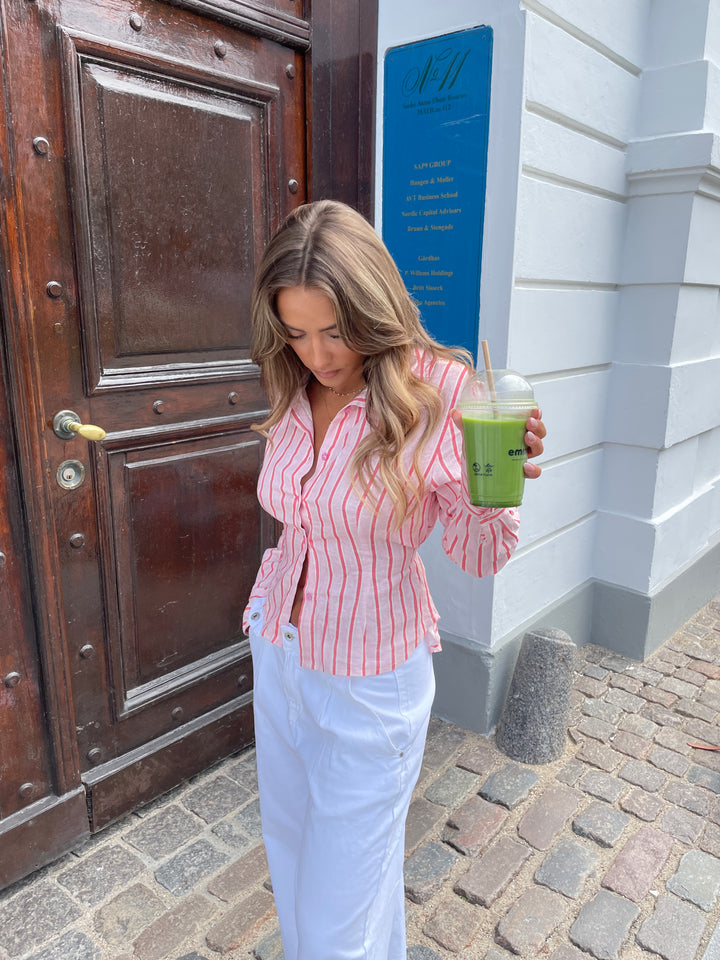 Liora striped linen shirt - Light pink/Pink