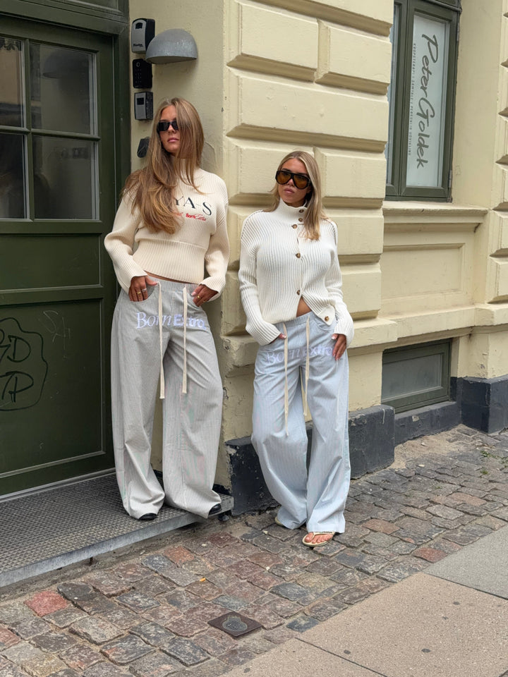Joy striped loose pants - Dark blue/cream white