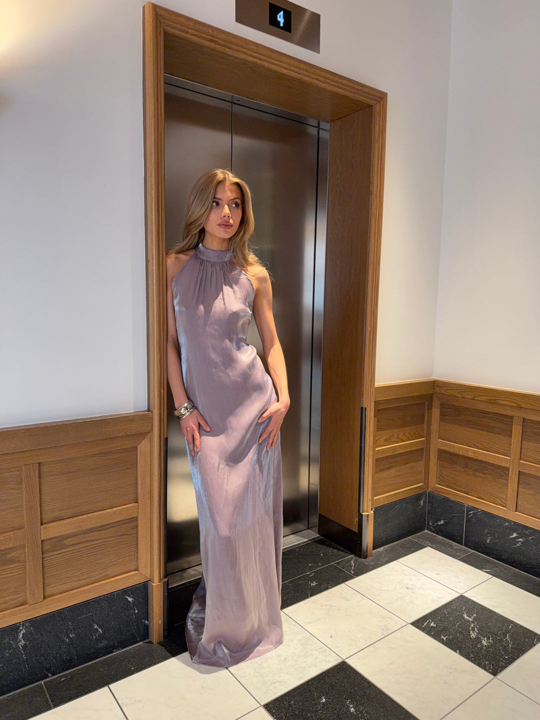 Rigmor high-neck maxi dress - Purple