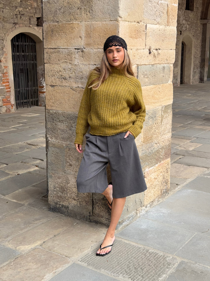 Carla chunky high-neck sweater - Olive green