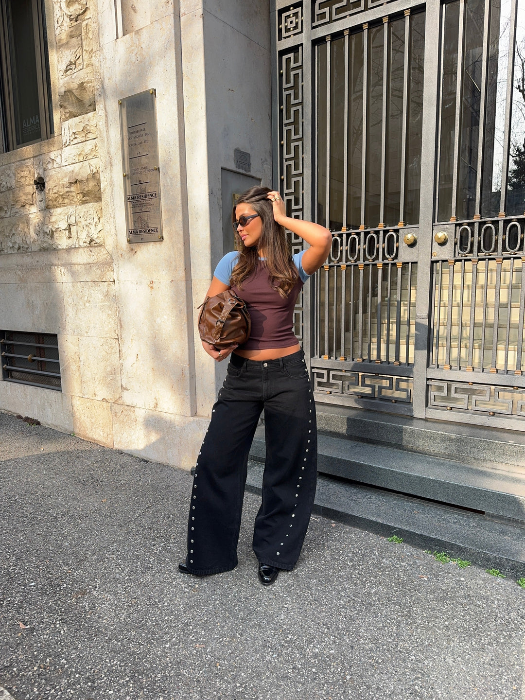 Gyda studded loose jeans - Black