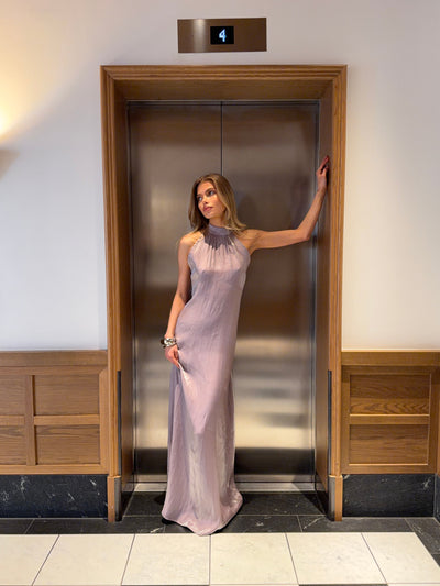 Rigmor high-neck maxi dress - Purple