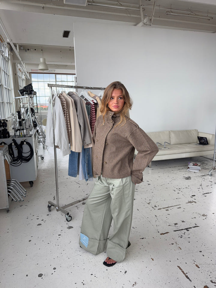 Cleo funnel neck trenchcoat jacket - Brown check