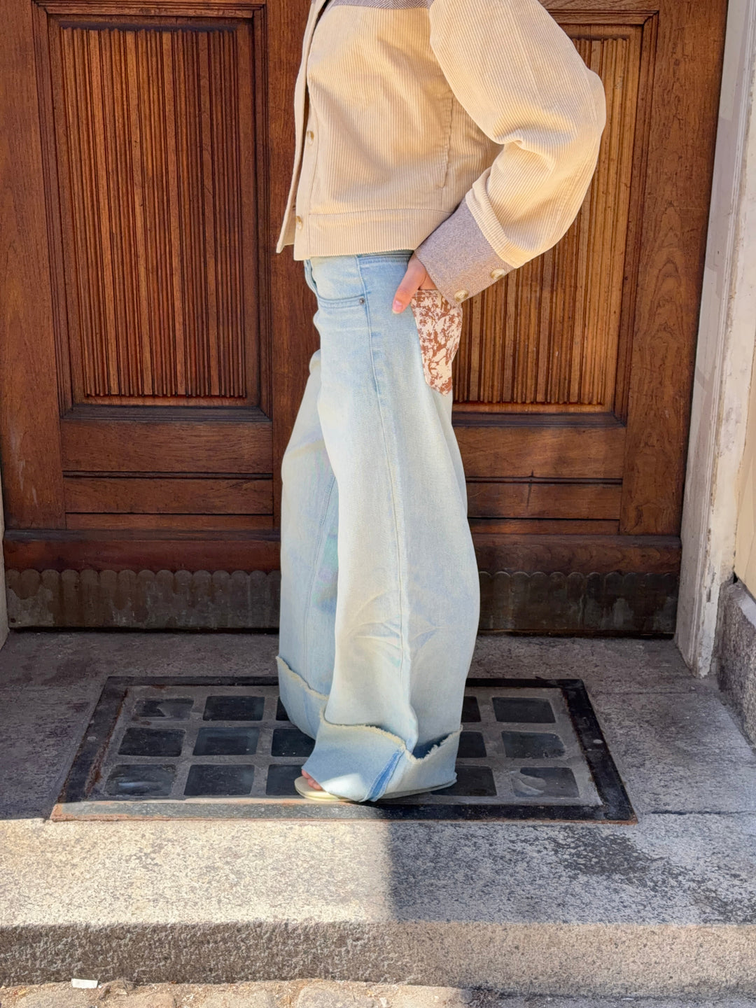 Isla fold up baggy jeans - Light blue