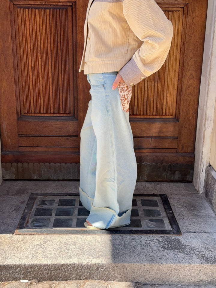 Isla fold up baggy jeans - Light blue