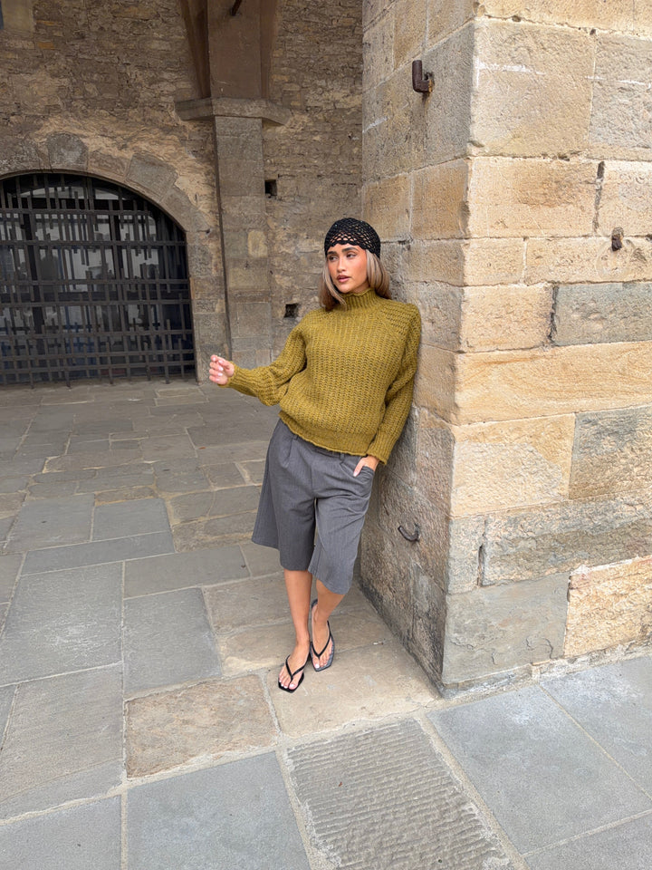Carla chunky high-neck sweater - Olive green