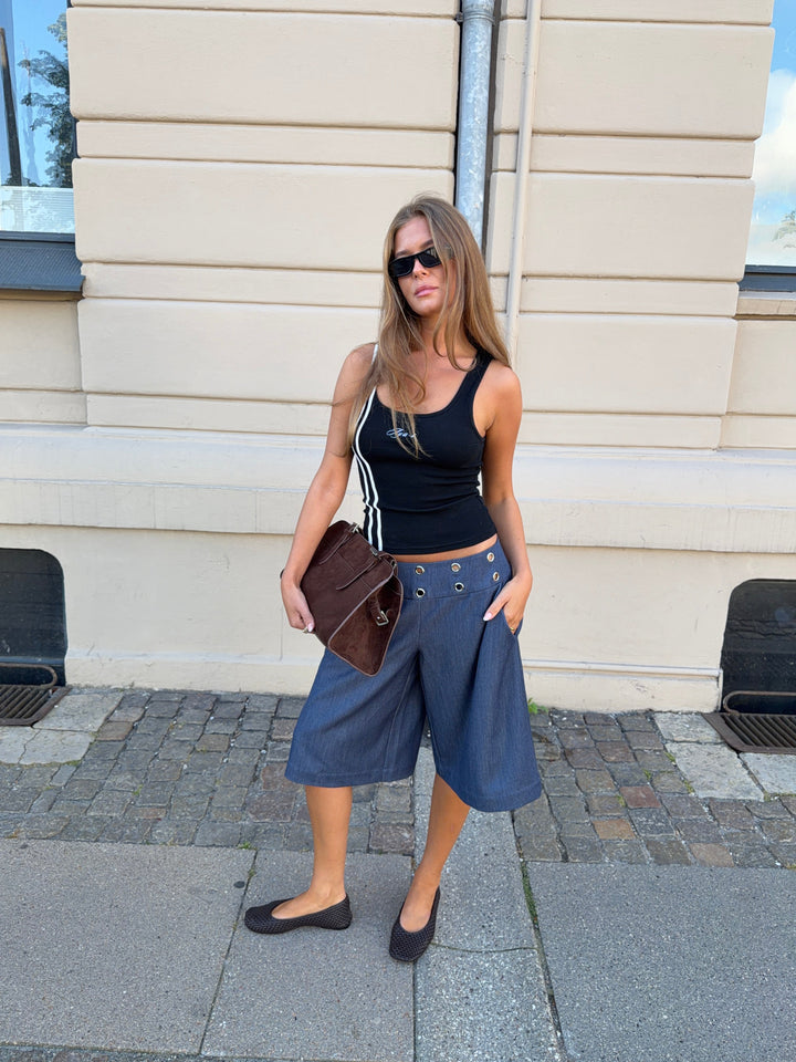 Leora rib top - Black/white