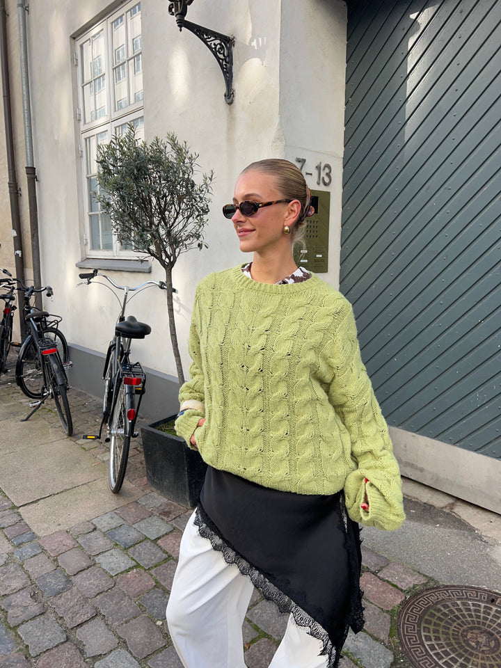 Anora chunky knit sweater - Lime green