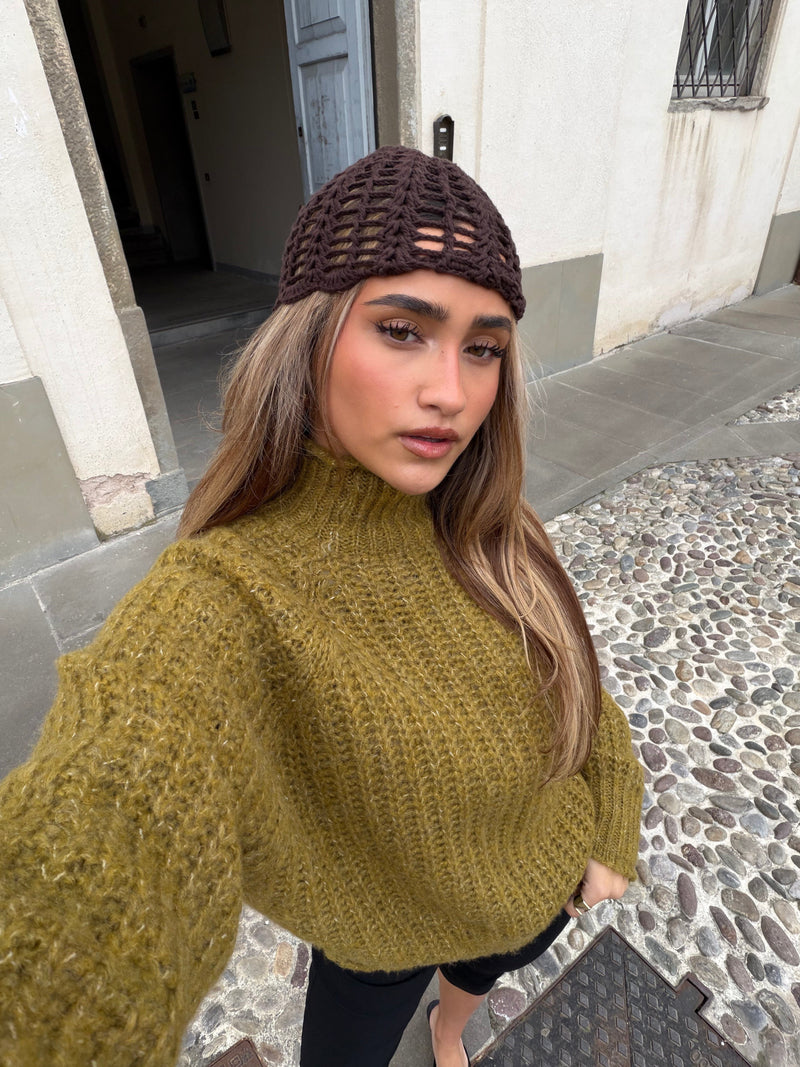 Carla chunky high-neck sweater - Olive green