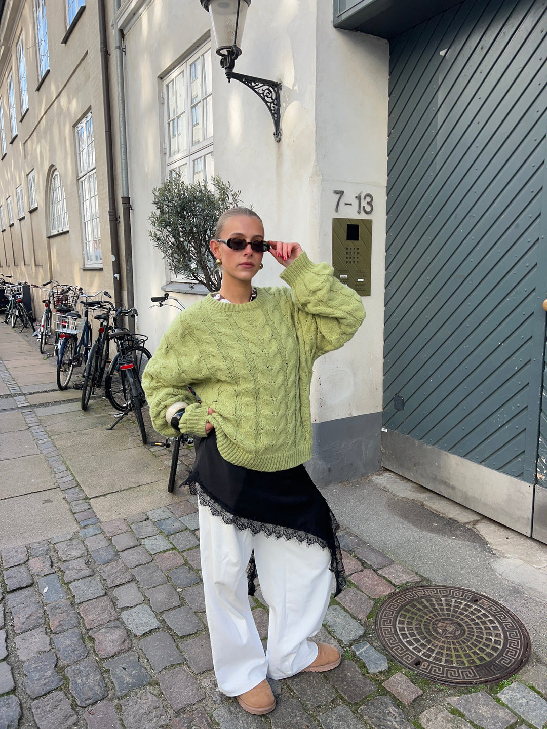 Anora chunky knit sweater - Lime green