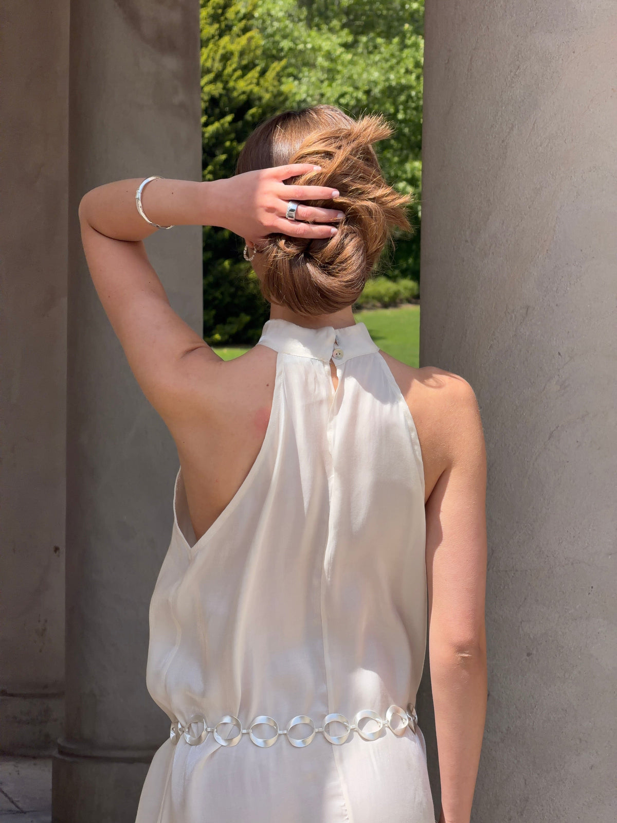 Rigmor High Neck Dress Cream