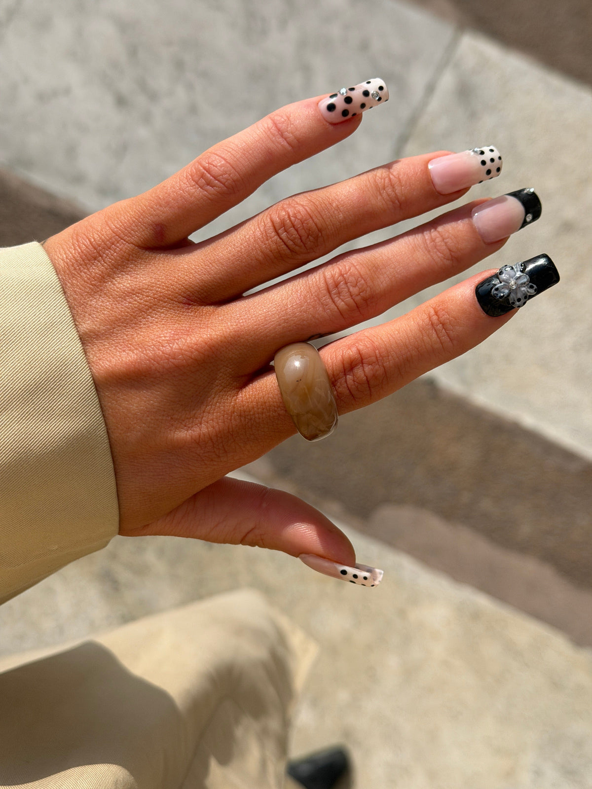 Aila Acrylic Ring Beige