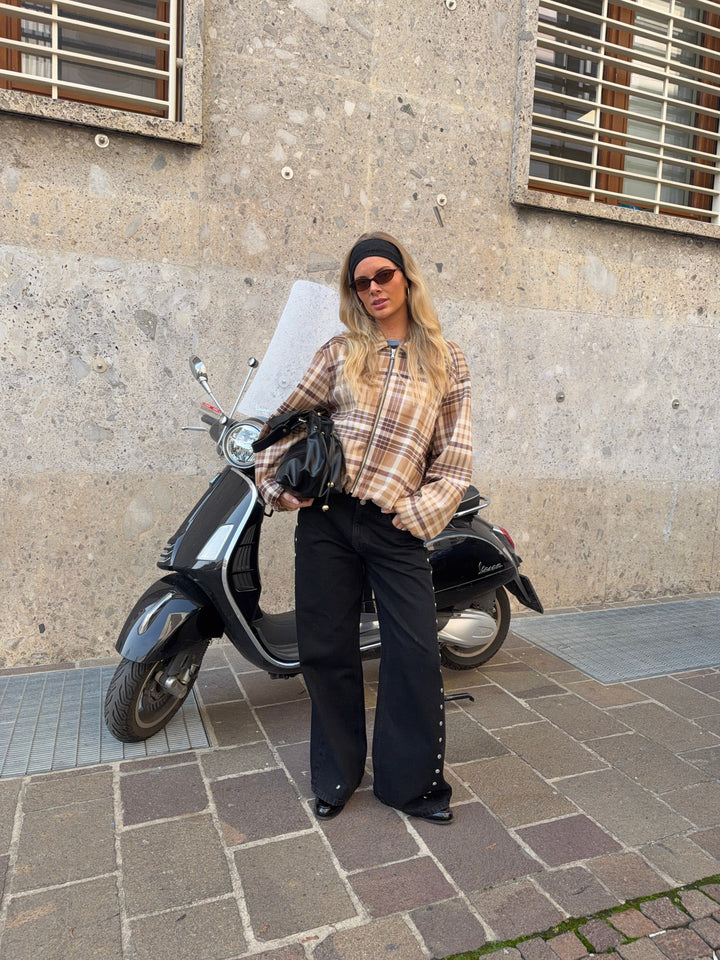 Elin checked bomber jacket - Brown