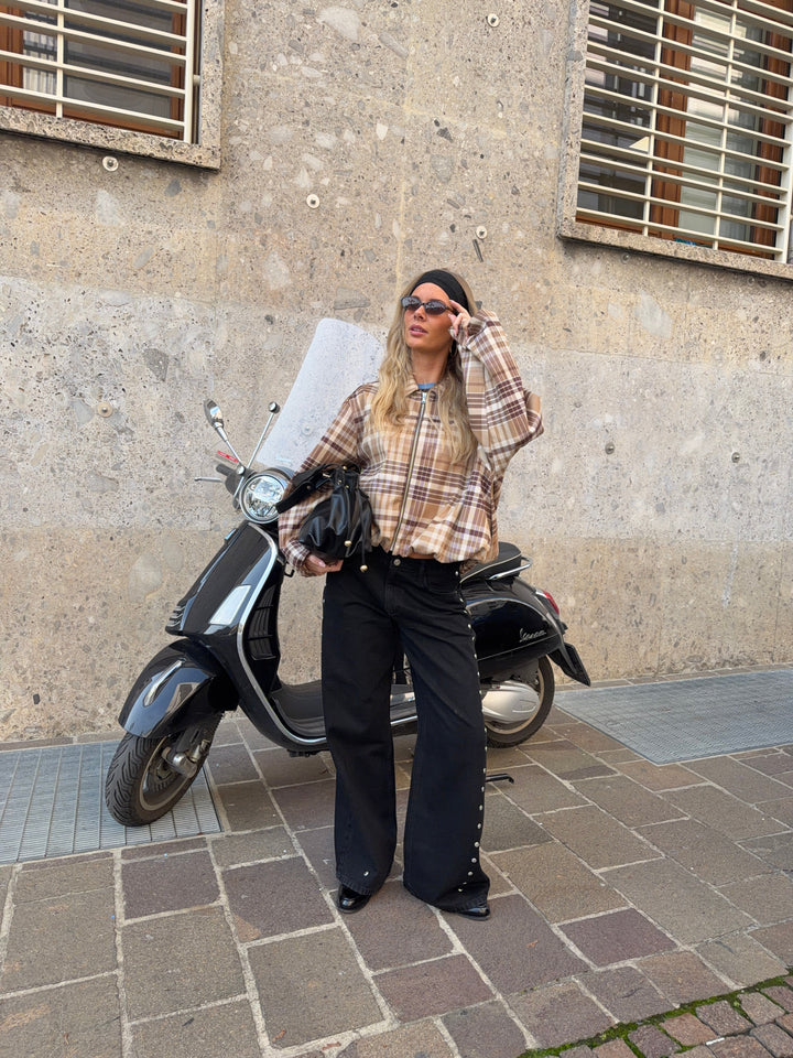 Elin checked bomber jacket - Brown