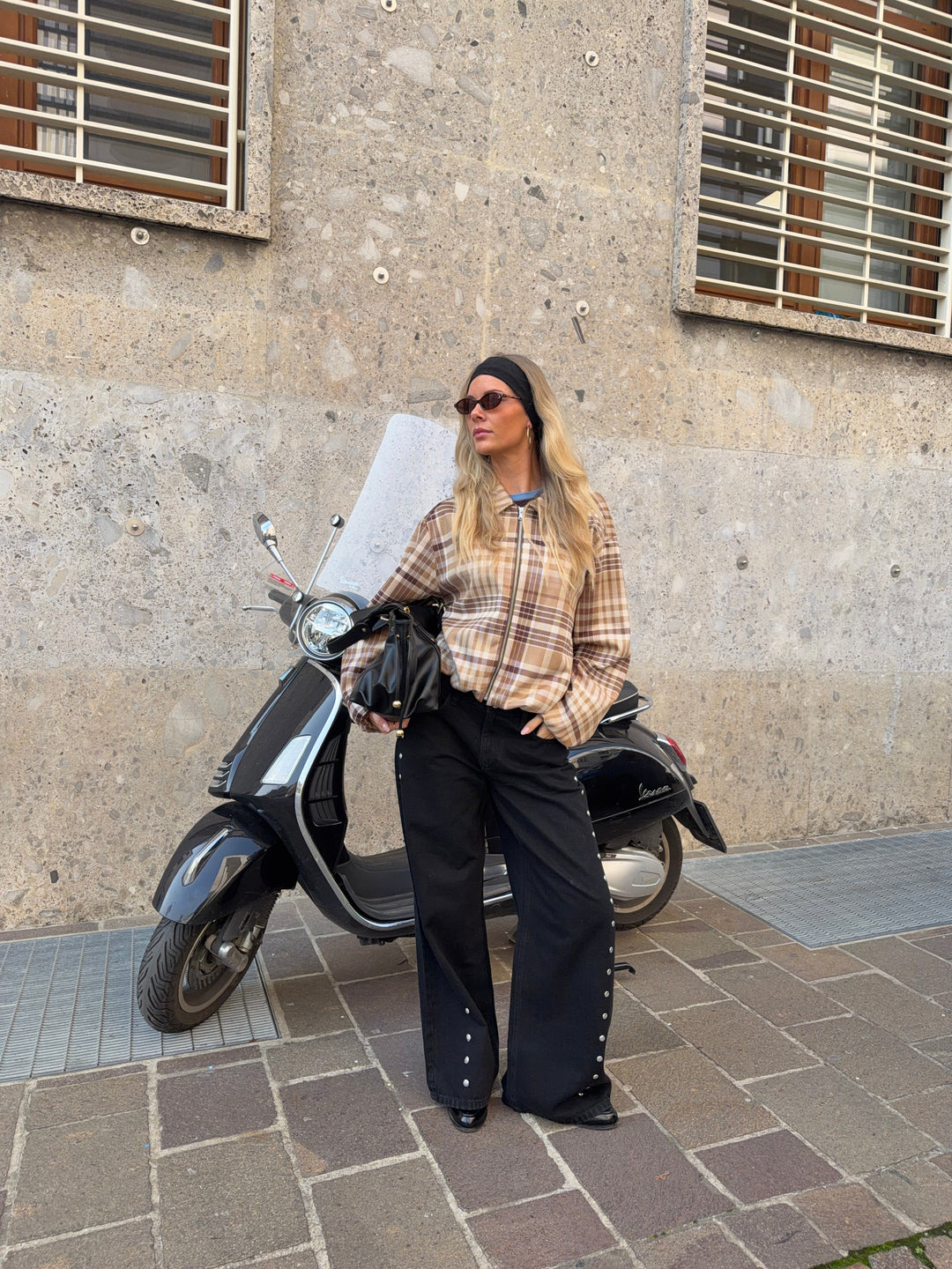 Elin checked bomber jacket - Brown