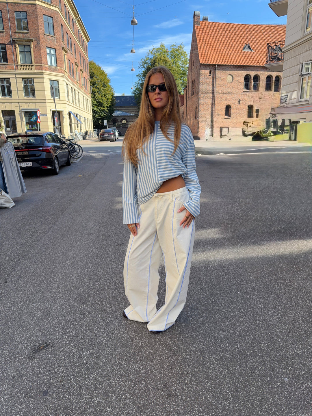 Jua stripe detail baggy pants - Cream white