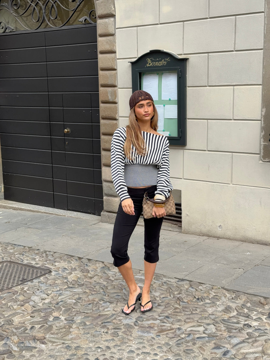 Kamma striped fitted sweater - Navy/white