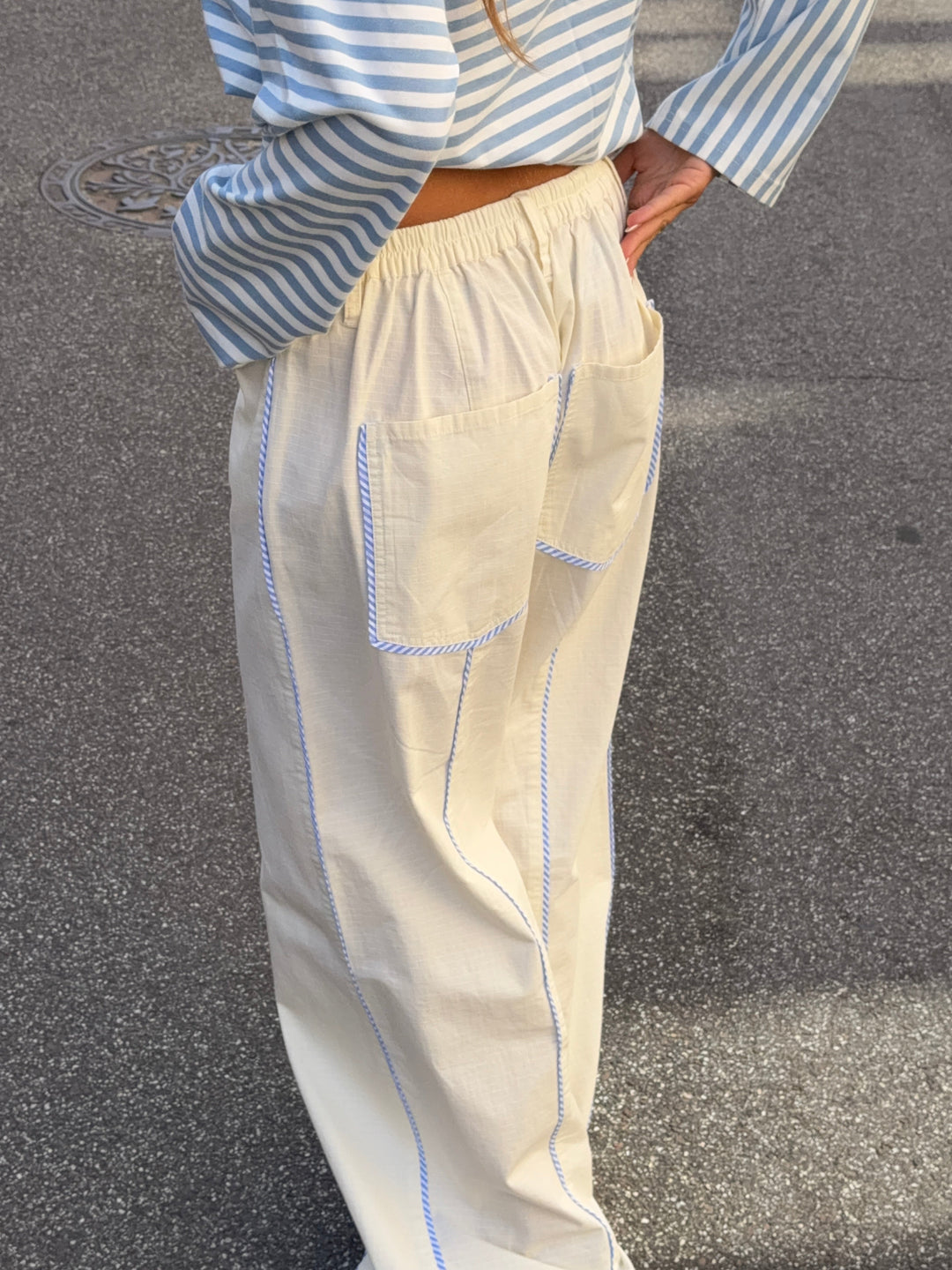 Jua stripe detail baggy pants - Cream white