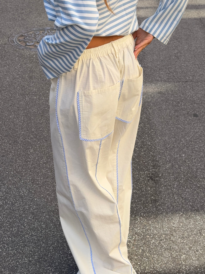 Jua stripe detail baggy pants - Cream white