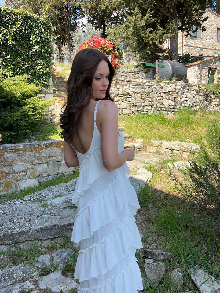 Rie maxi ruffle dress - White