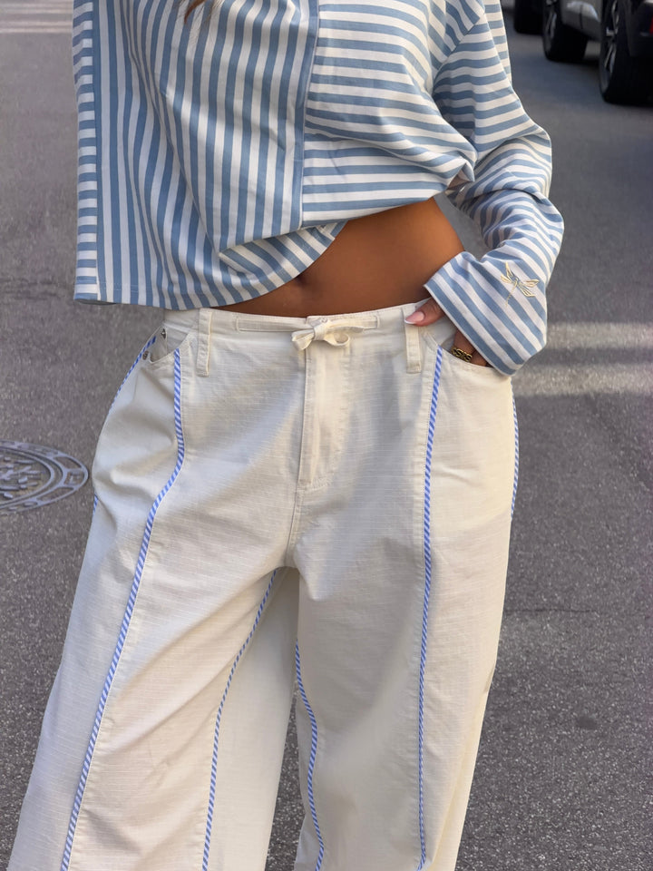Jua stripe detail baggy pants - Cream white