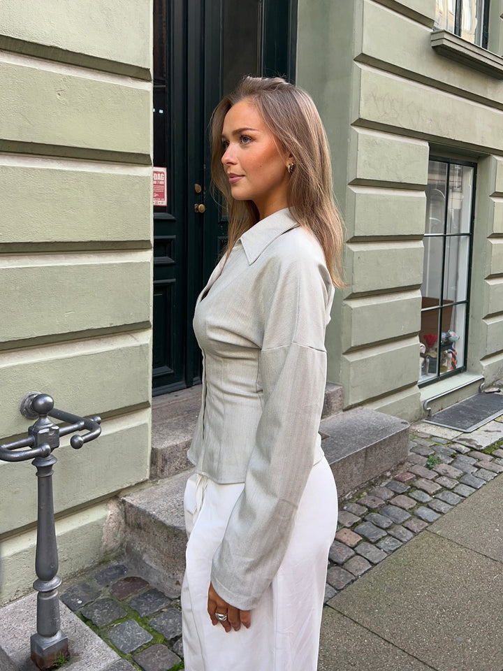 Alessia fitted striped shirt - Beige