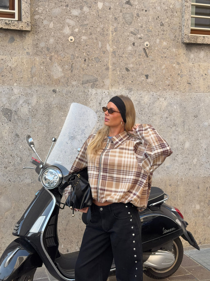 Elin checked bomber jacket - Brown