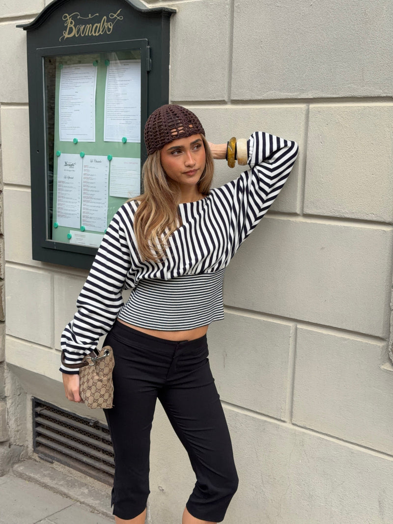 Kamma striped fitted sweater - Navy/white