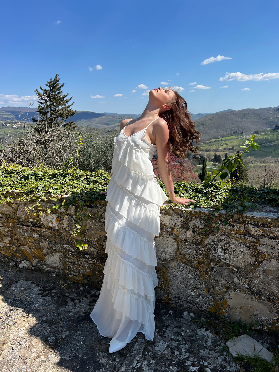Rie maxi ruffle dress - White