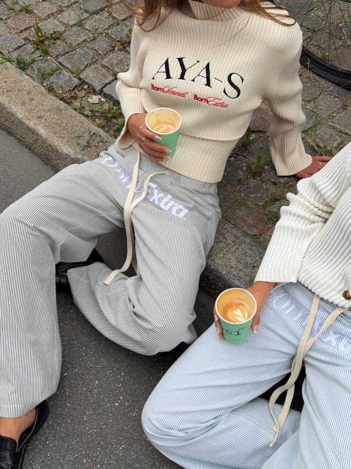 Joy striped loose pants - Dark blue/cream white