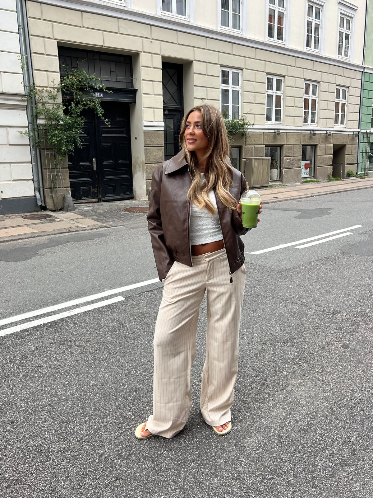 Valentina Striped Suit Pants Cream