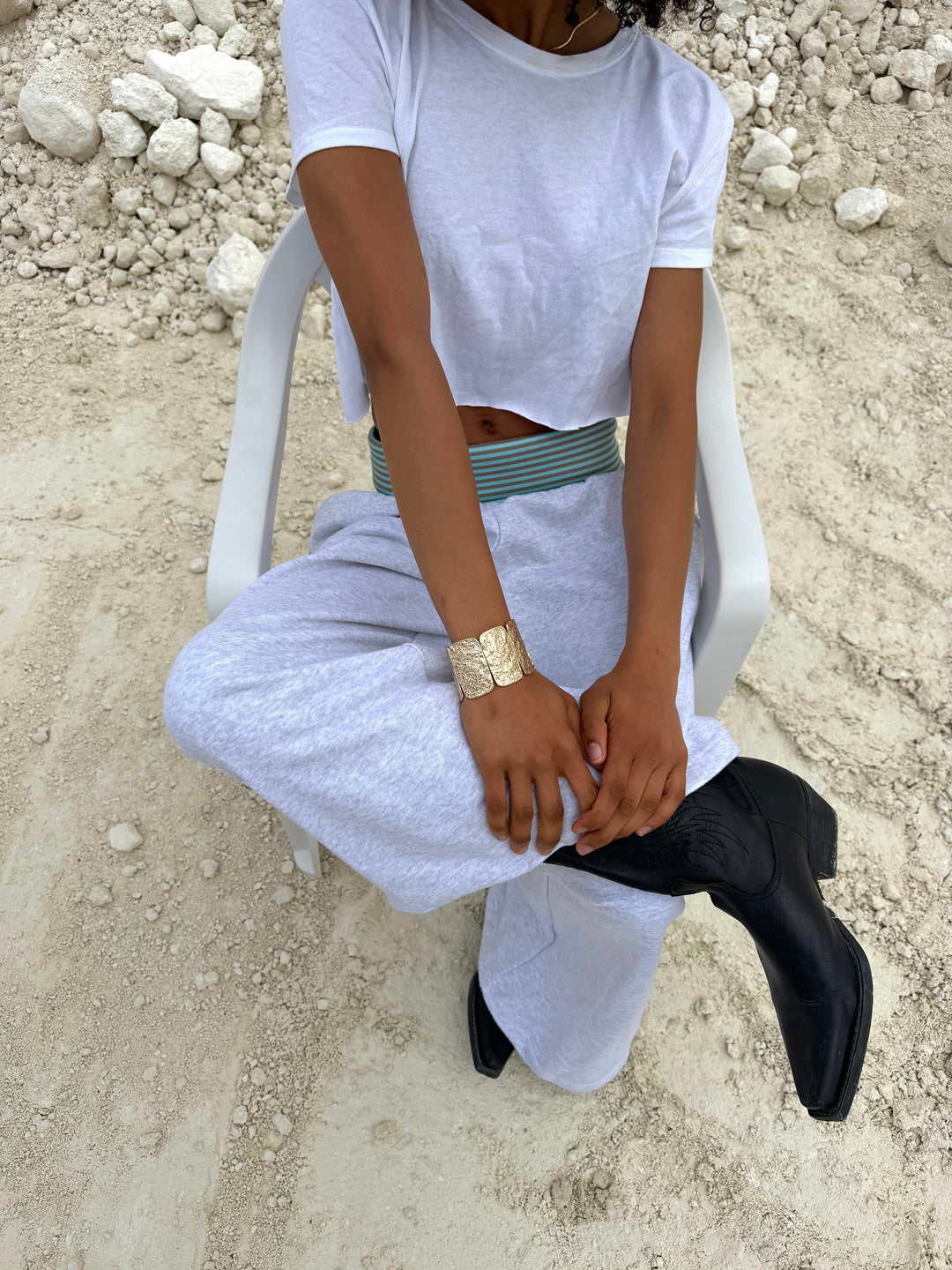 Wela striped sweatpants - Grey mélange