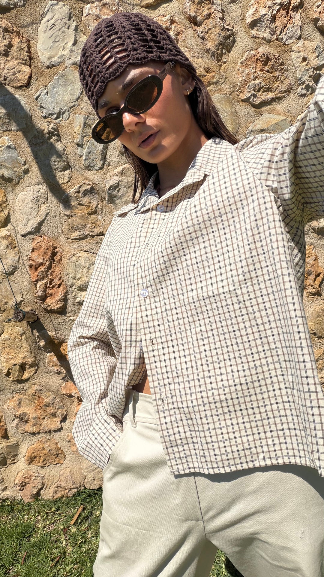 Lola checkered shirt - Beige/Brown