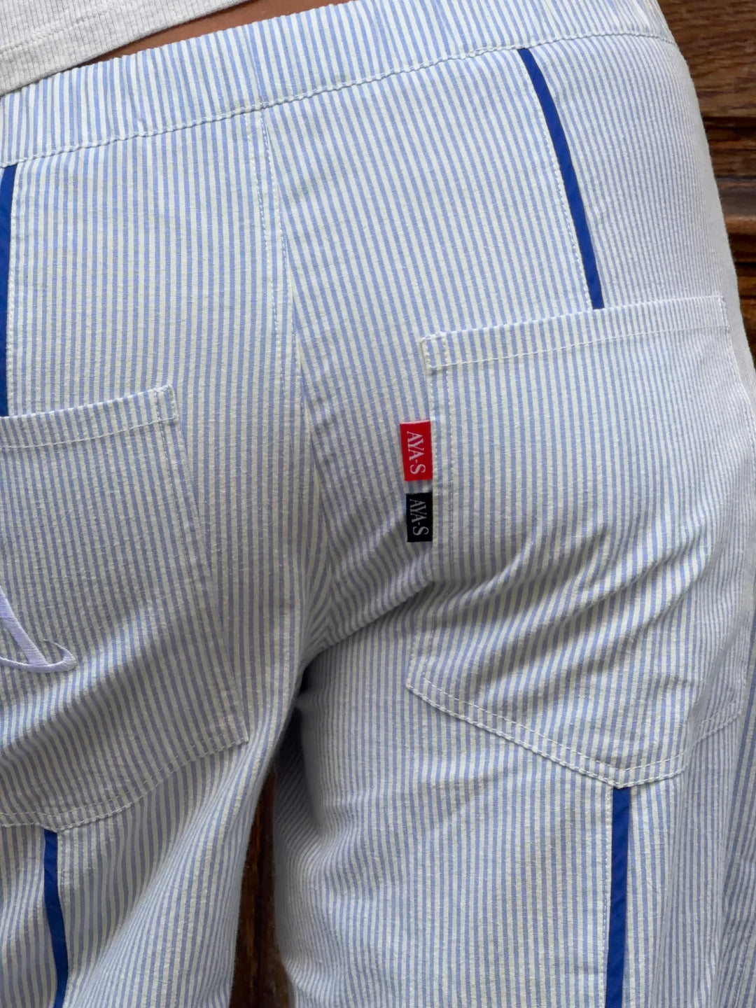Joy striped loose pants - Light blue/white