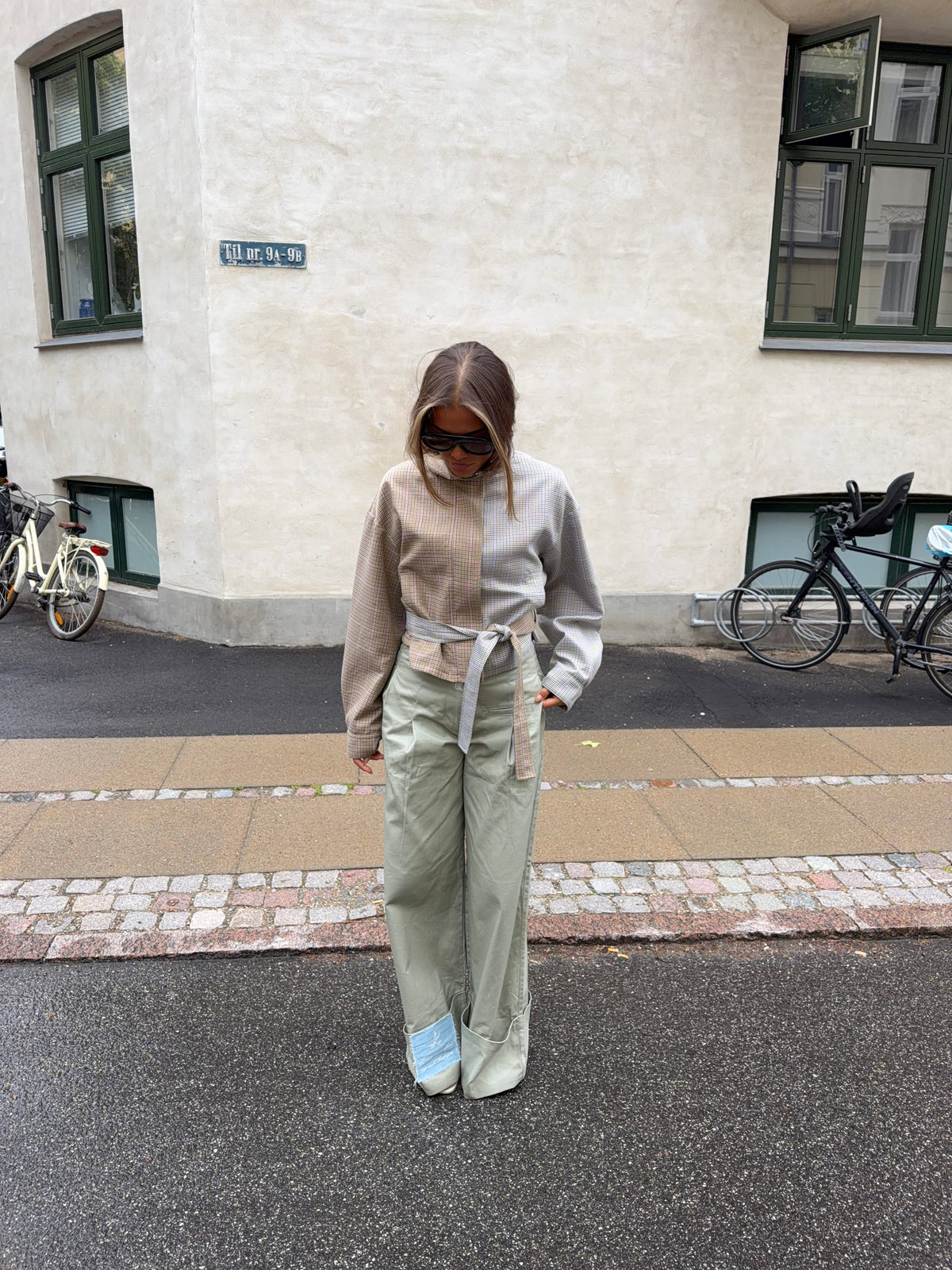 Melona Checked Bomber Jacket Beige