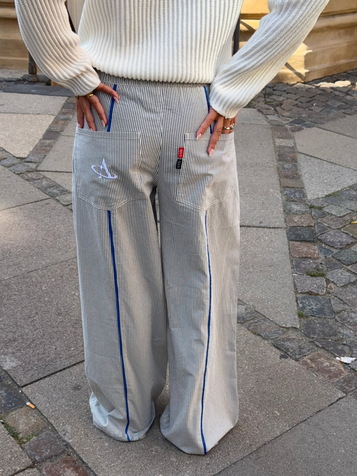 Joy striped loose pants - Dark blue/cream white