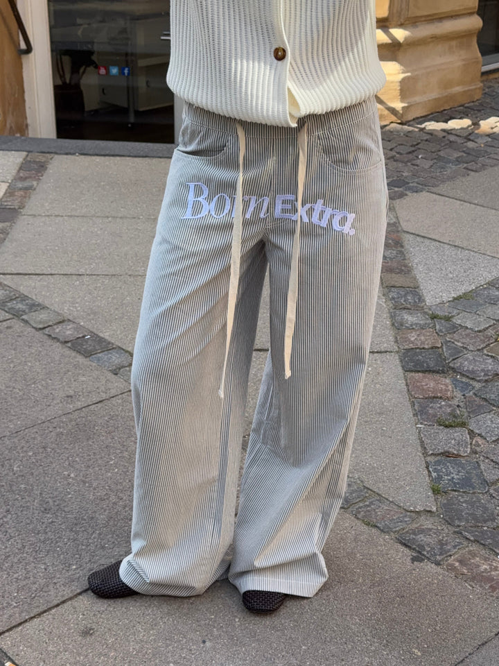 Joy striped loose pants - Dark blue/cream white