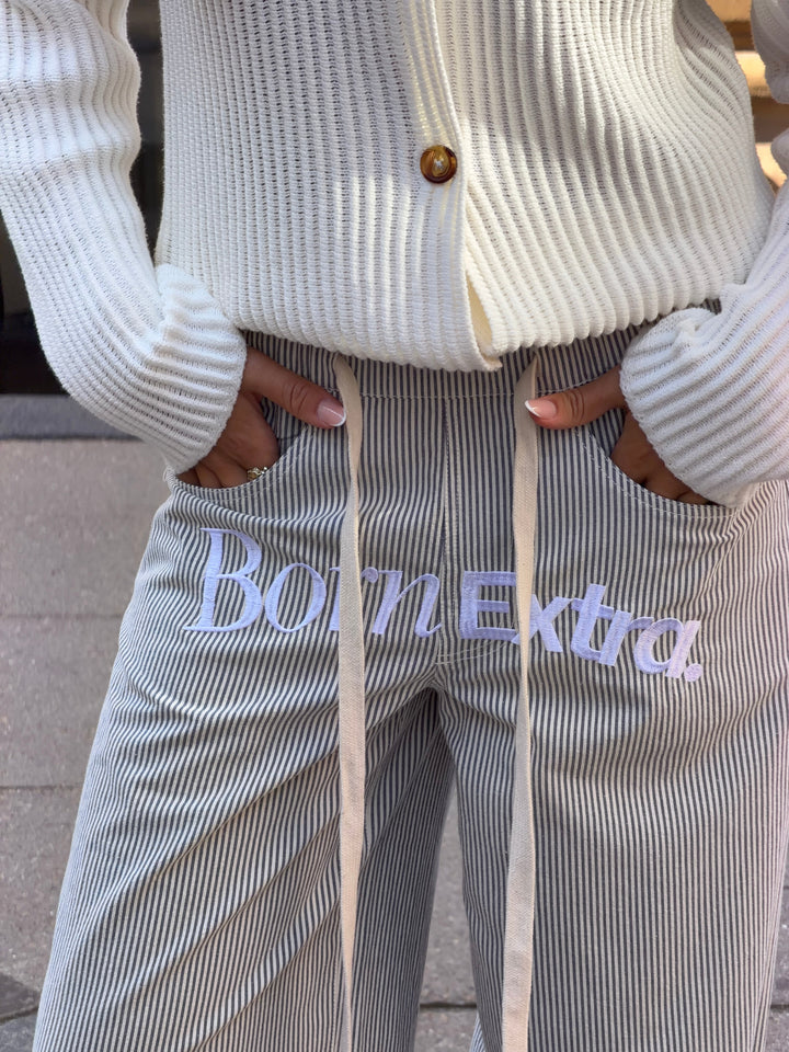Joy striped loose pants - Dark blue/cream white