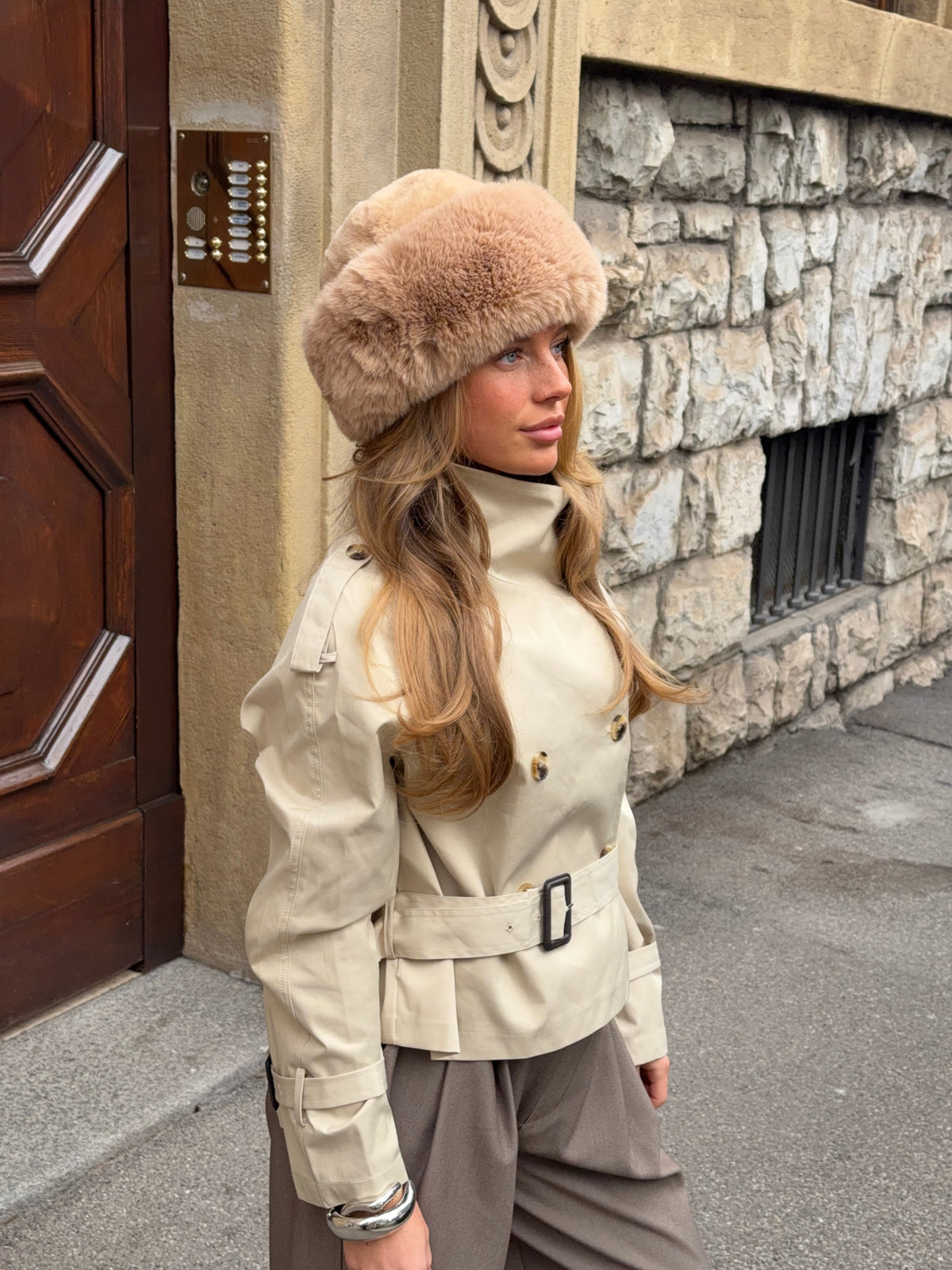 Eira Fur Hat Beige