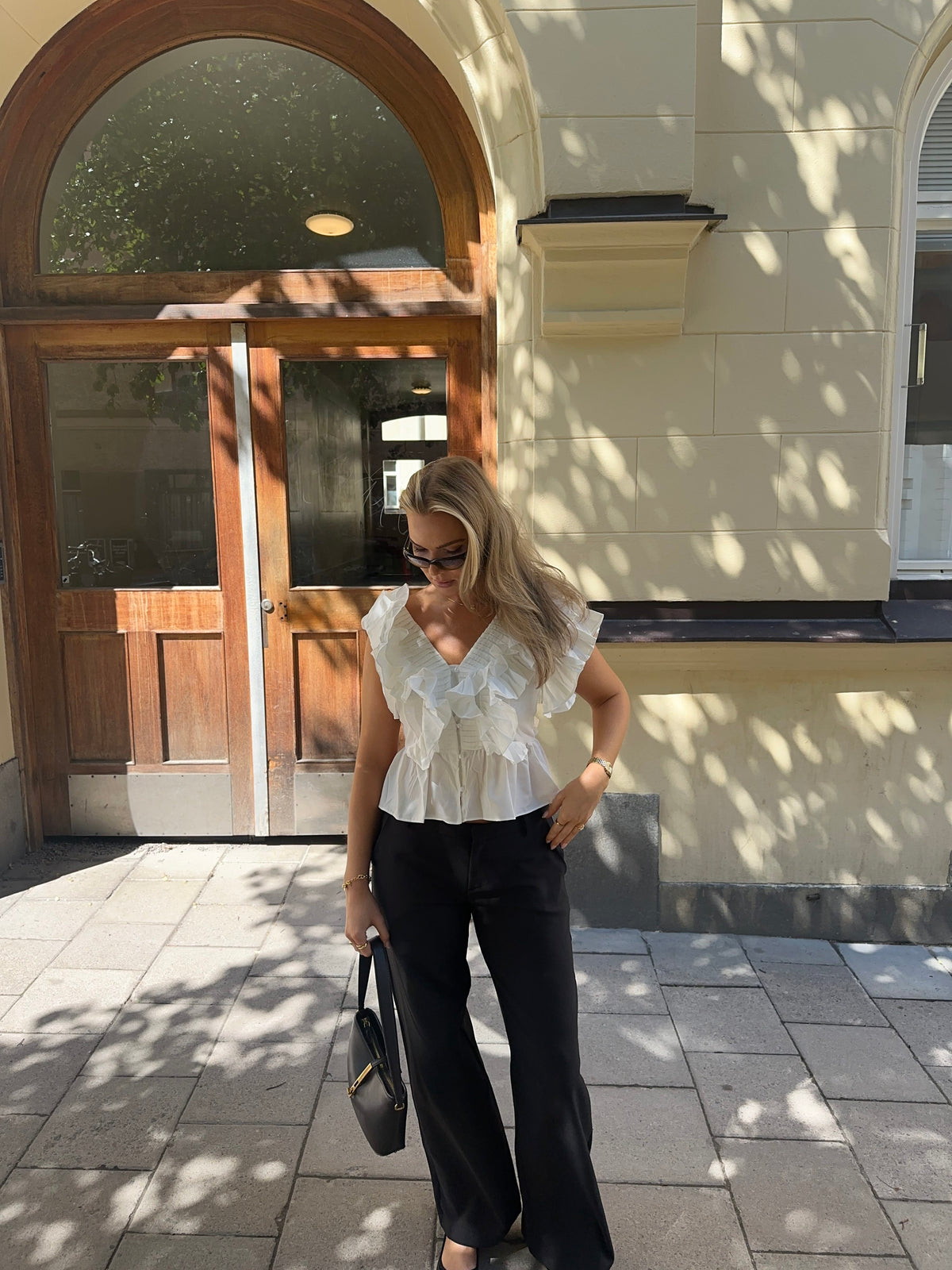 Lia Ruffle Top White