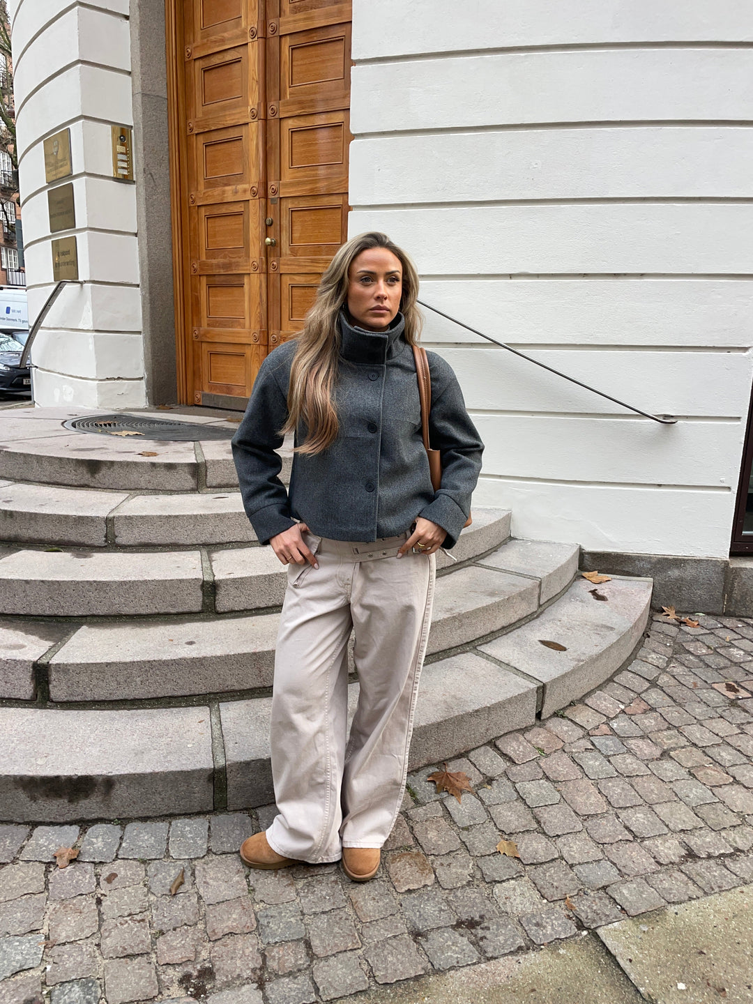 Clea High Neck Jacket - Dark grey