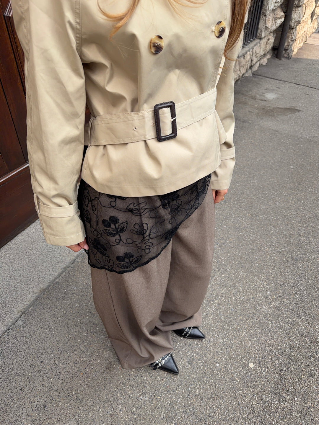 Rue lace scarf - Black