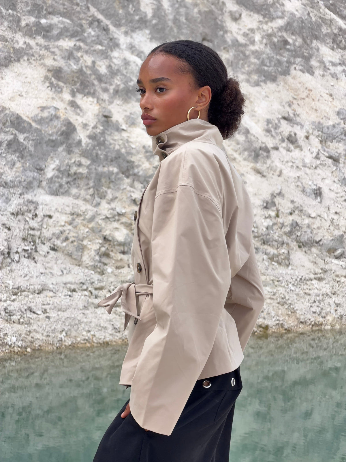 Alessia Funnel Neck Jacket Beige