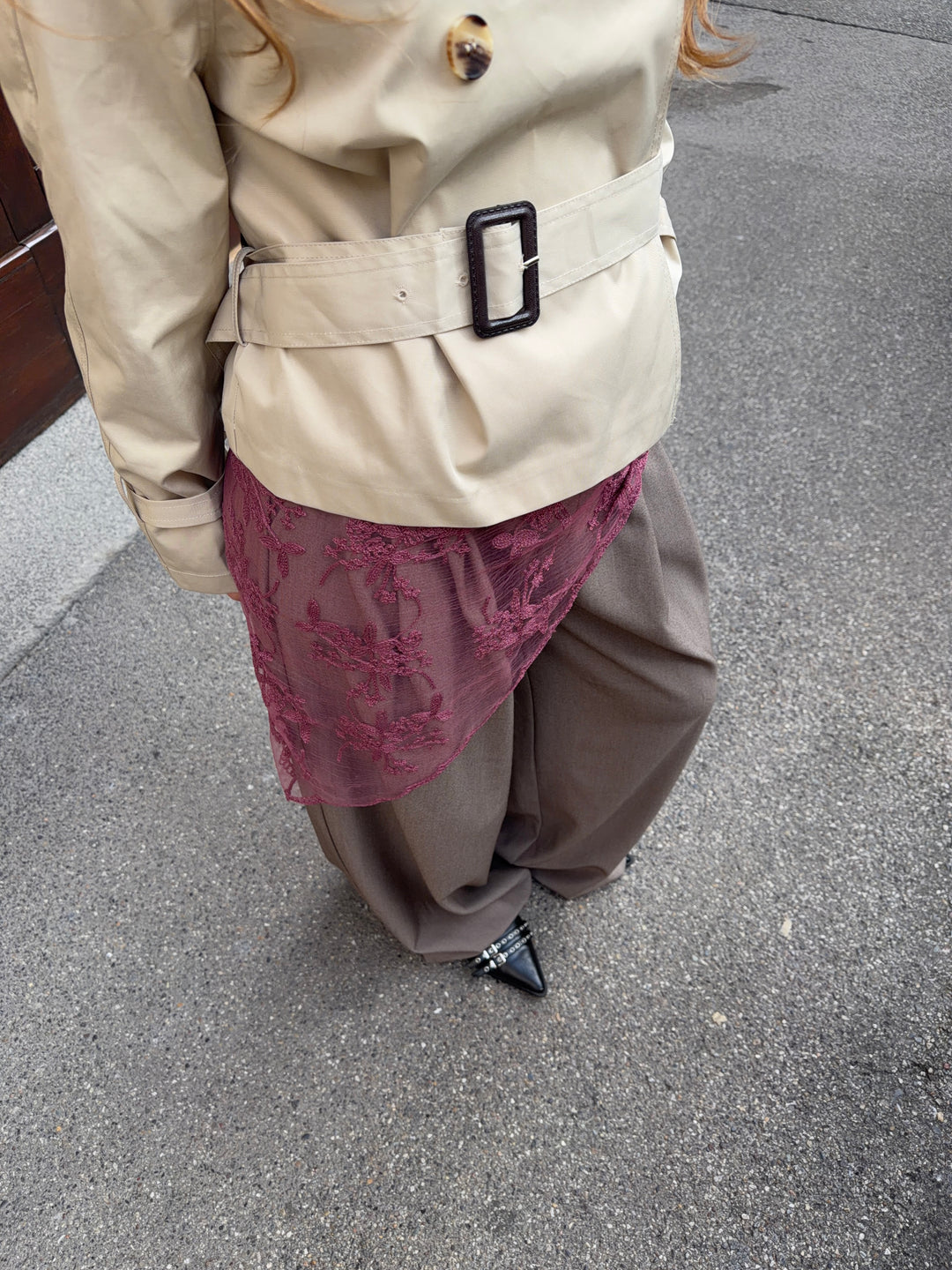 Rue lace scarf - Bordeaux