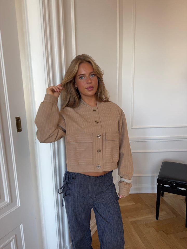 Liana striped bomber jacket - Beige