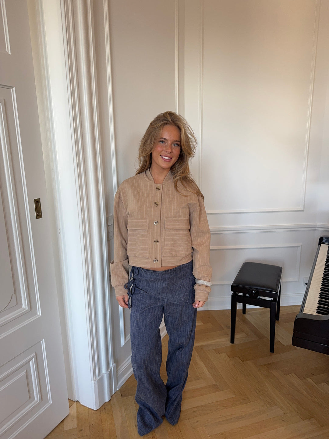 Liana striped bomber jacket - Beige