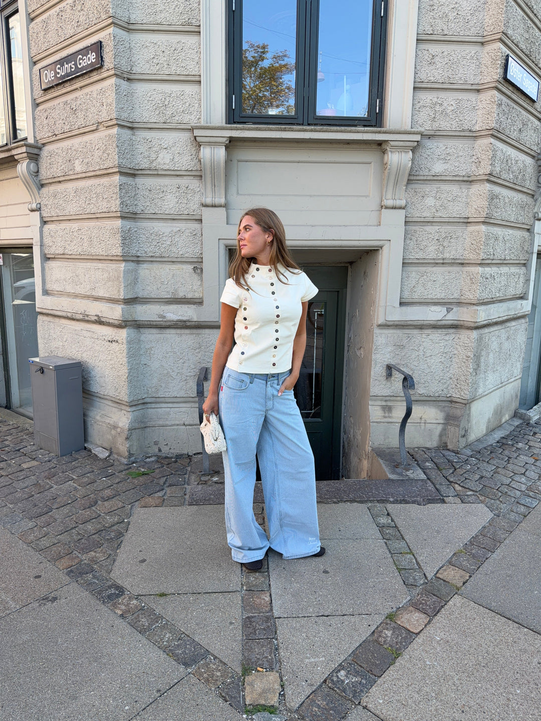 Bianca striped low-rise loose jeans - White/blue