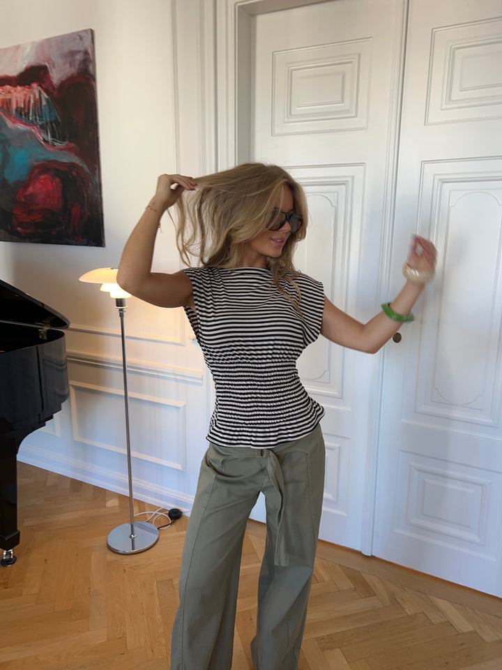 Bianca striped smock top - Brown/white